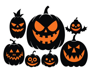 Spooky Halloween Pumpkins. Carved Jack.O.Lanterns for a Festive Celebration