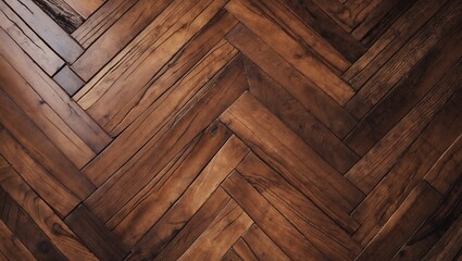 Dark brown hardwood floor in herringbone pattern. Rich wood grain texture