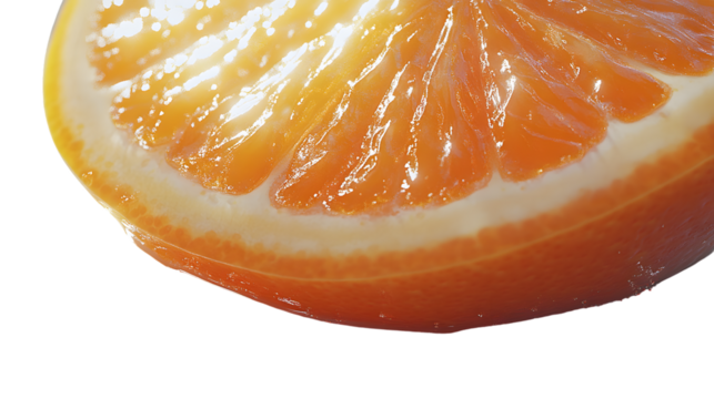 Closeup of juicy citrus fruit segment vibrant color and texture food photography