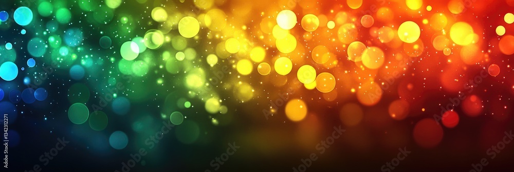 Poster abstract background with vibrant bokeh lights in rainbow colors. shimmering and colorful circles cre