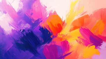 Obraz premium Vibrant Abstract Painting With Pink Purple Orange And Yellow Brushstrokes using Various Techniques With Texture and Movement Representing Emotion in Color and Shape Including Dynamic and Energetic