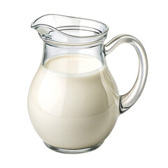 Jug of milk isolated with a handle and a clean white container.