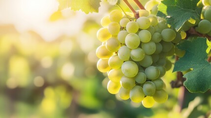Sunlit Grapes Hanging on the Vine