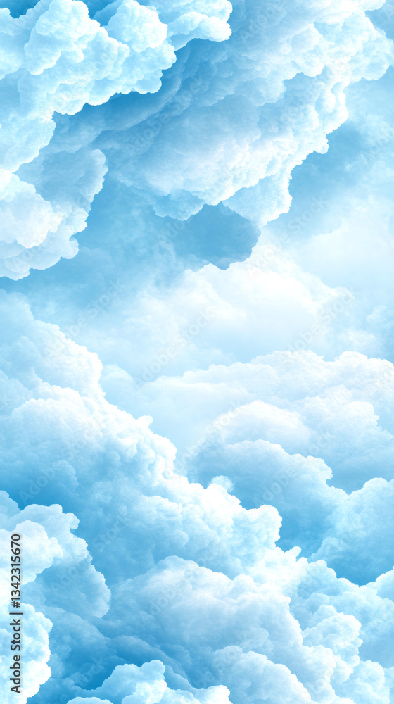 Aufkleber light blue and white clouds creating a beautiful abstract sky background, perfect for various projec