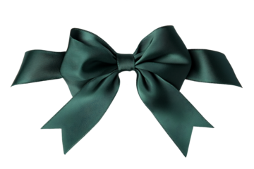 Elegant Dark Teal Green Bow Isolated on Transparent Background, PNG