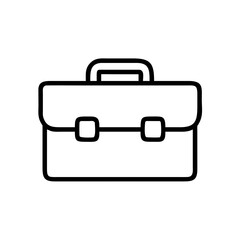 A minimalist black and white outline of a briefcase. This simple illustration captures the essence of professionalism and work.