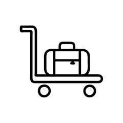 Fototapeta premium a suitcase on a luggage cart with an outline vector icon illustration