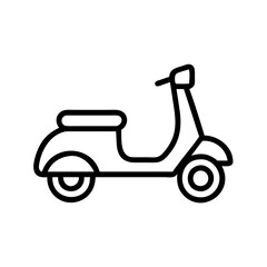 an outlined illustration of a scooter, perfect for conveying concepts of transportation and urban lifestyle.