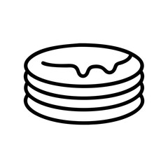 a stack of pancakes with syrup. The pancakes are arranged neatly on top of each other, with syrup drizzled on the top vector icon illustration