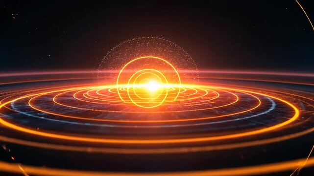 Vibrant cosmic sun emitting radiant energy waves in a dark space setting, symbolizing power
