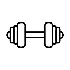 a dumbbell icon shows a symbol of fitness, strength, and workout, with a minimalist style vector icon illustration