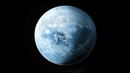 Fototapeta premium Stunning Close-Up of Icy Blue Planet in Outer Space with Dramatic Atmosphere and Textures, Ideal for Science, Technology and Space Exploration Themes