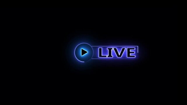 Live streaming Icon Animation. For news and TV or online broadcasting. Alpha channel, transparent background. 4K resolution