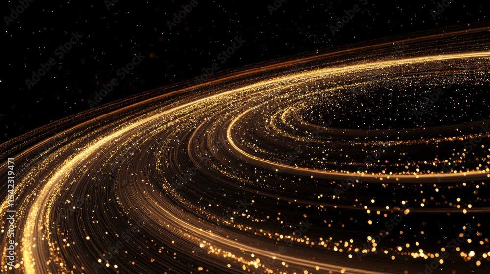 Poster stunning golden light trails creating a dynamic swirling motion against a dark background for abstra