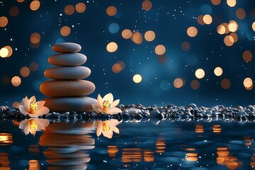 Obraz premium Serene Stones for Night Reflection.