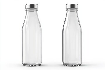 Front and back views of an elegant glass water bottle