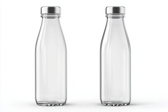 Front and back views of an elegant glass water bottle