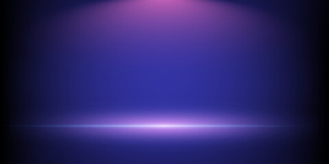 Abstract Laser beam background. Horizontal neon light. Speed line and pink spot of light on blue background. Elegant vector scene