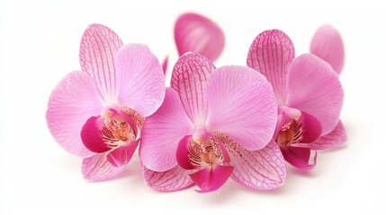 Pink orchid flower head isolated.