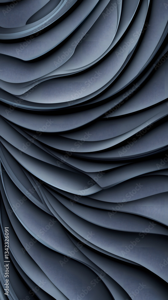 Poster Dark gray abstract background with flowing, wavy lines creating a sense of motion and depth, suitable for modern and elegant designs