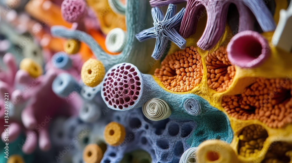 Poster colorful abstract coral-reef structure with intricate textures and patterns for nature and marine li