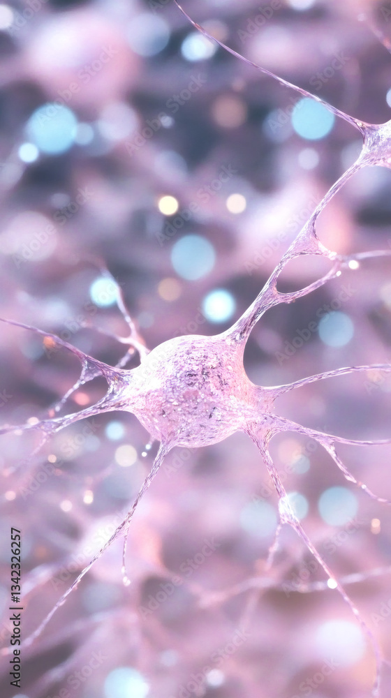 Poster neuronal network linking brain cells, transmitting impulses and generating complex neural connection