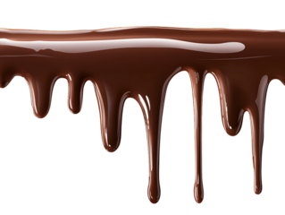 Liquid Dark Chocolate Dripping Down on Transparent Background, PNG