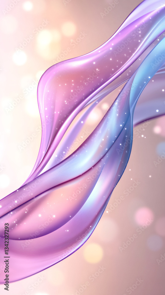 Aufkleber Iridescent waves undulating across shimmering surface, generating soft bokeh glow with ethereal color gradient