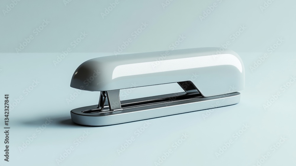 Poster modern and stylish office stapler for efficient paper binding on a minimalistic surface in soft natu