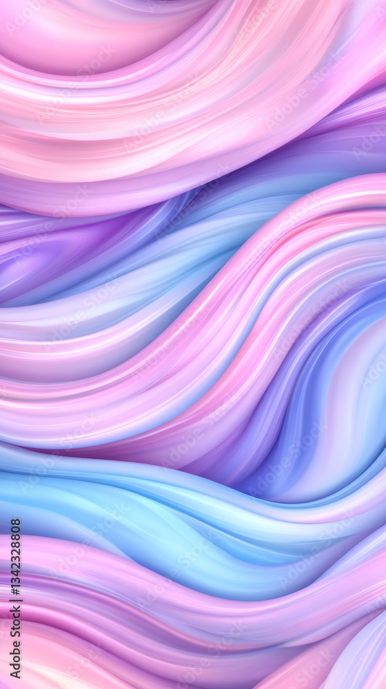 Poster Soft pastel hues blend seamlessly in a swirling wave pattern, creating a dreamy and mesmerizing abstract background