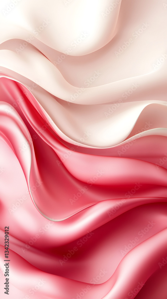 Leinwandbilder Crimson and ivory textile swirling, generating soft abstract pattern with graceful movement and dynamic textile flow
