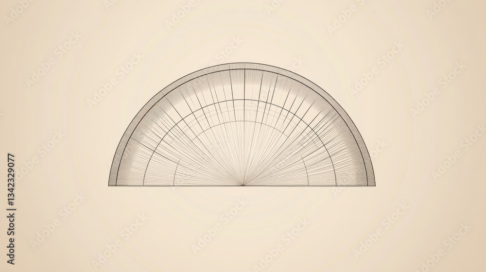 Poster classic and elegant protractor design with detailed lines and curved shape for educational and artis