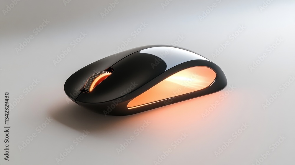 Poster sleek black computer mouse with ergonomic design and soft ambient light for enhanced user experience