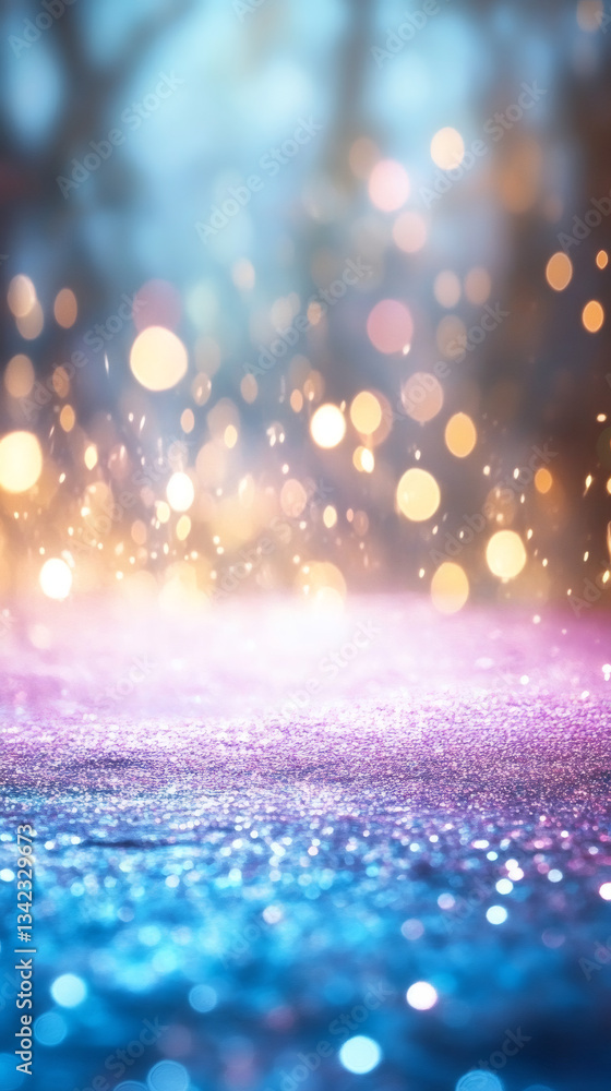 Aufkleber sparkling bokeh backdrop blending blue-purple gradient, radiating festive magical luminescence with 