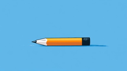 Naklejka premium Simple and Vibrant Illustration of a Single Yellow Pencil on a Bright Blue Background for Creative and Educational Themes