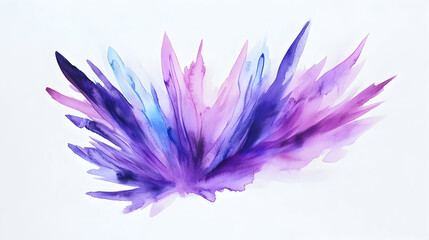 Fototapeta premium Abstract purple and blue ink painting, floral design, white background, art print