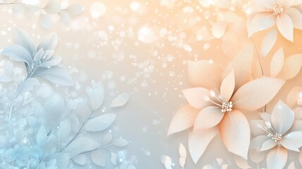 Delicate Floral Background in Blue and Orange with Soft Bokeh Effect and Elegant Petals