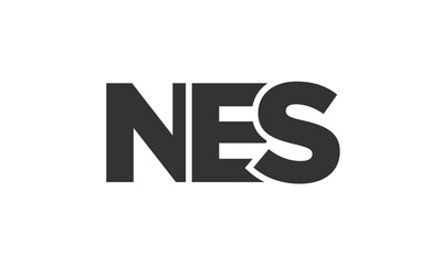 NES logo design template with strong and modern bold text. Initial based vector logotype featuring simple and minimal typography. Trendy company identity.