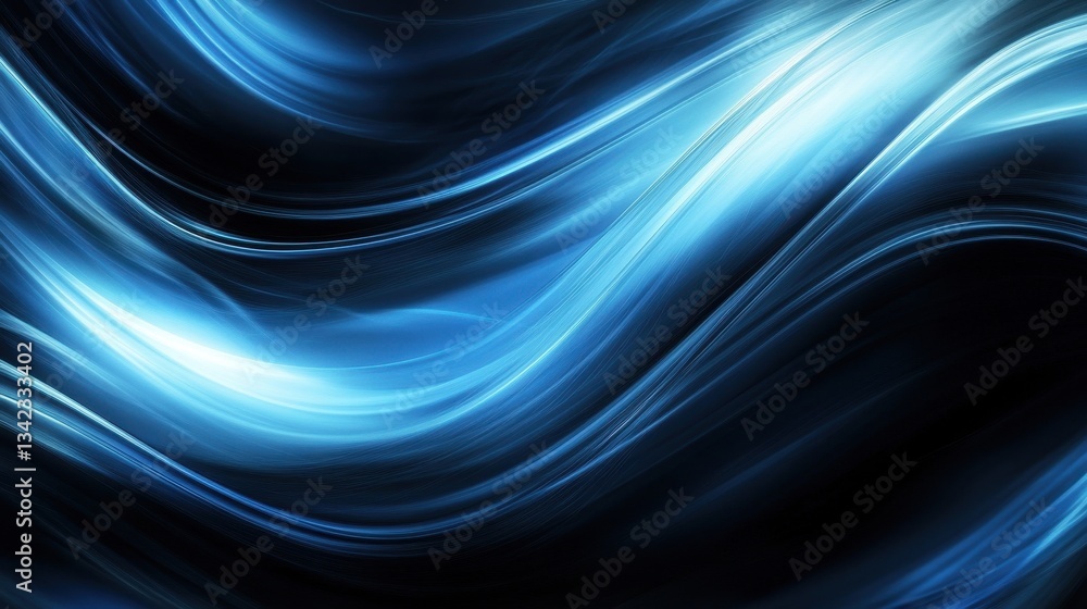 Poster abstract blue light streaks flow dynamically on a dark background. this energetic image could be use