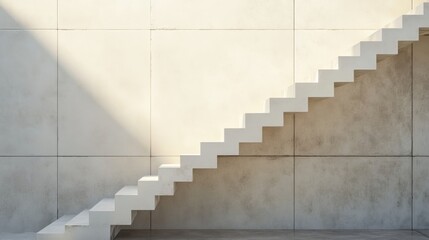 Elegant Modern Stairs in Minimalist Interior with Textured Wall and Soft Natural Lighting for Contemporary Architectural Design