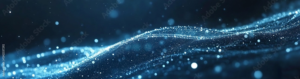 Leinwandbilder enchanting blue waves with sparkling orbs illustrating a tranquil and futuristic digital landscape o