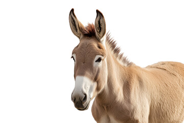 Obraz premium Adorable Khaki Donkey Portrait Closeup of a Young Donkey on Black Background