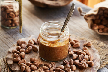 A jar of homemade hazelnut butter
