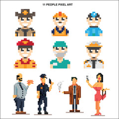 people pixel art silhouette symbol icons vector design