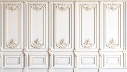 Obraz premium White ornate wall paneling interior background