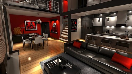 Scandinavian Apartment with Living and Dining Area