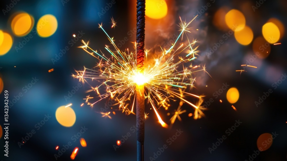Poster sparkler igniting joyful moments with bright and shimmering lights in a dark background creating a f