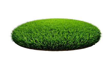 Round tuft of short green grass isolated on a transparent background; PNG