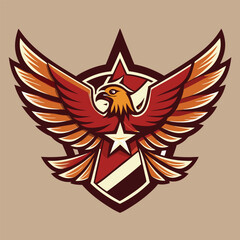 Obraz premium Vintage-Style Flying Eagle Logo with Intricate Details