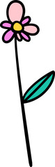 Cute colorful outlined single flower. Suitable for decoration. Recolorable for coloring book.